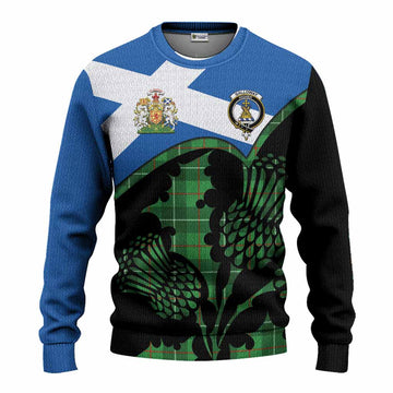 Galloway Tartan Family Crest Knitted Sweater Scotland Thistle Floral Flag Style