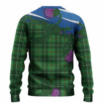 Galloway Tartan Family Crest Knitted Sweater Thistle in Minimalism