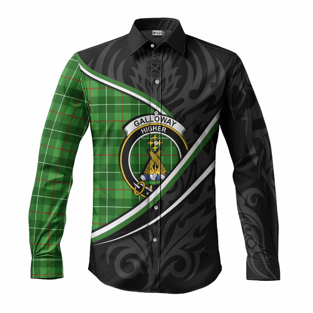 Galloway Tartan Family Crest Long Sleeve Button Shirts Celtic Scottish Thistle Floral - Tartan Vibes Clothing