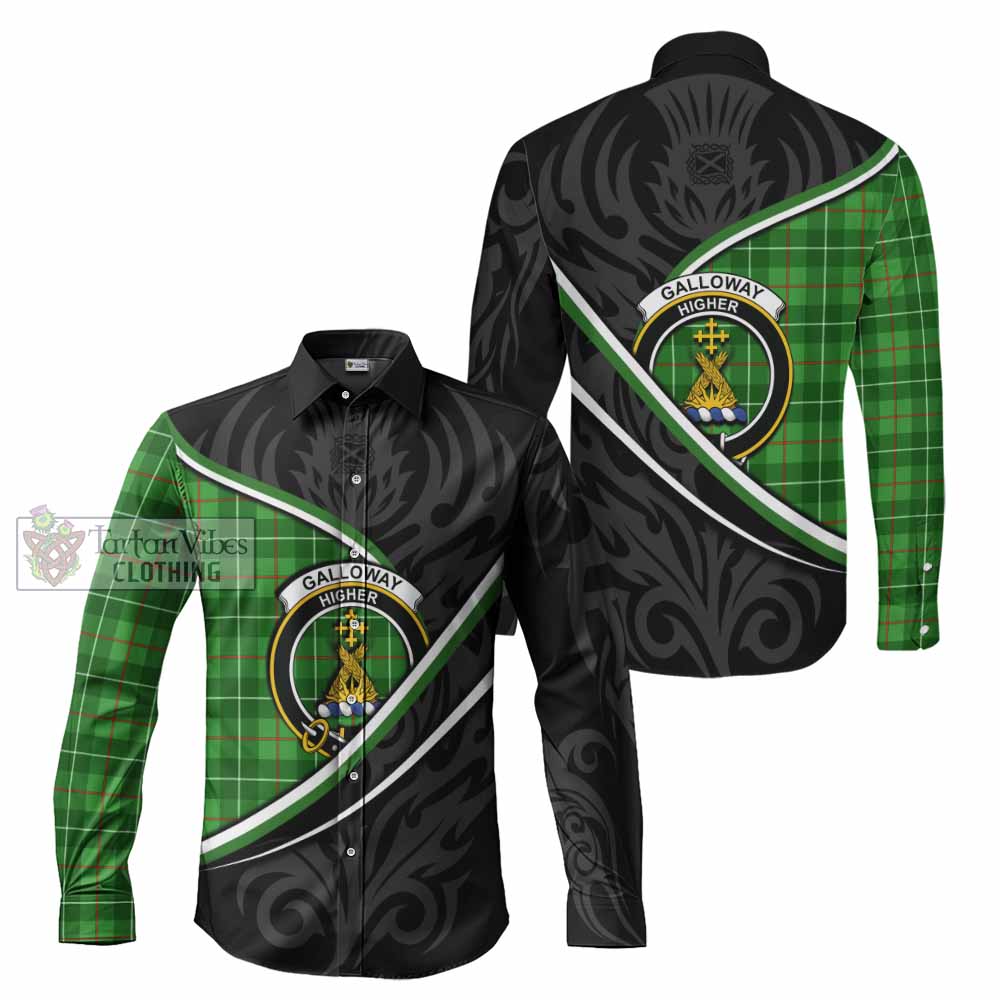Galloway Tartan Family Crest Long Sleeve Button Shirts Celtic Scottish Thistle Floral - Tartan Vibes Clothing