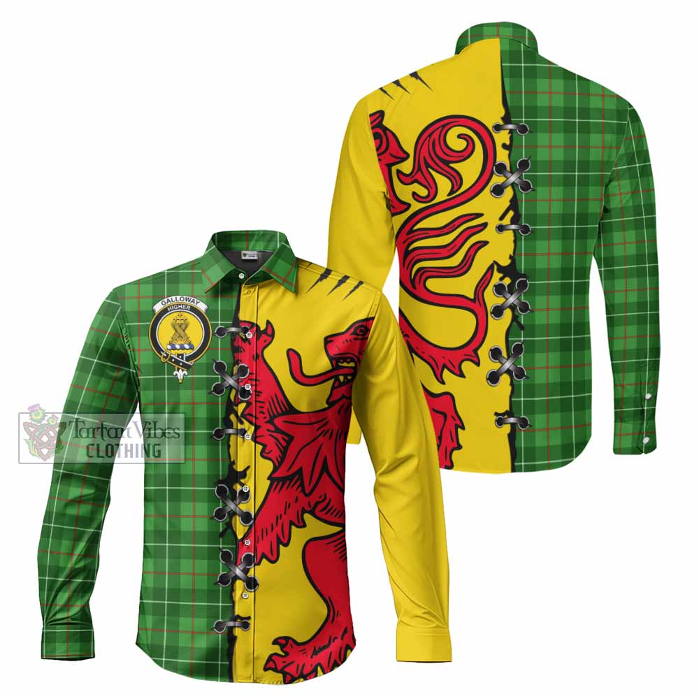 Galloway Tartan Family Crest Long Sleeve Button Shirts Lion Rampant Honor - Tartan Vibes Clothing