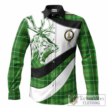 Galloway Tartan Family Crest Long Sleeve Button Shirts Scottish Red Deer Curves Style