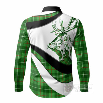 Galloway Tartan Family Crest Long Sleeve Button Shirts Scottish Red Deer Curves Style