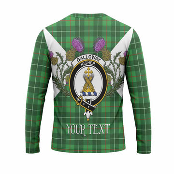 Galloway Tartan Family Crest Long Sleeve T-Shirt Scottish Burns Night Thistle Floral