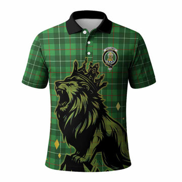 Galloway Tartan Family Crest Polo Shirt Crowned Lion Roaring