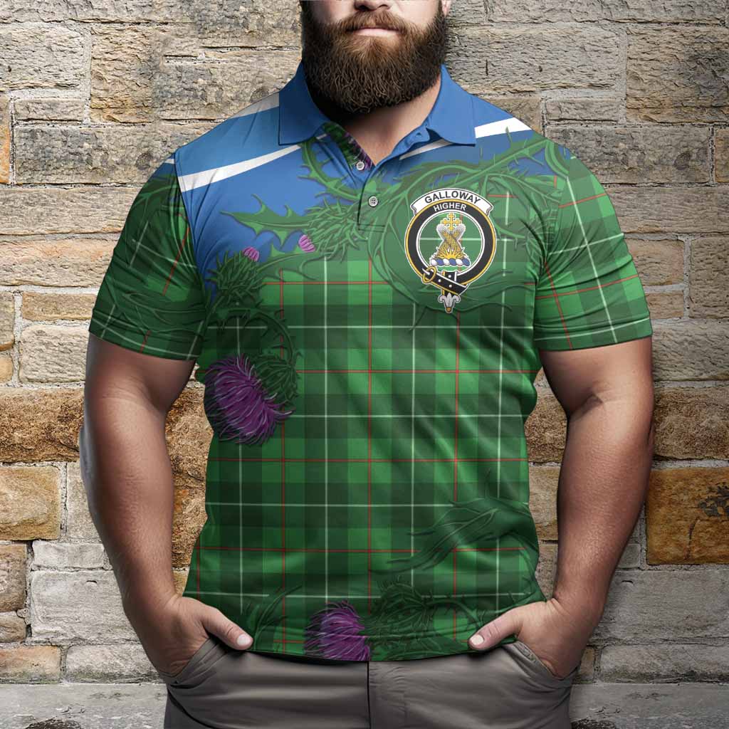 Galloway Tartan Family Crest Polo Shirt Thistle in Minimalism