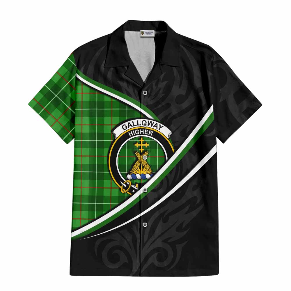 Galloway Tartan Family Crest Short Sleeve Button Shirt Celtic Scottish Thistle Floral - Tartan Vibes Clothing