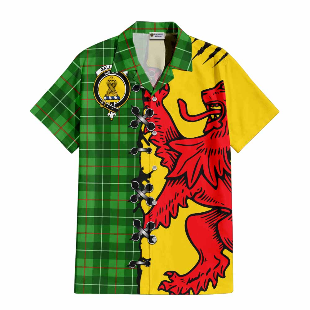 Galloway Tartan Family Crest Short Sleeve Button Shirt Lion Rampant Honor - Tartan Vibes Clothing
