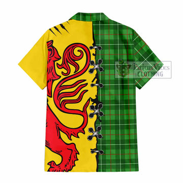 Galloway Tartan Family Crest Short Sleeve Button Shirt Lion Rampant Honor - Tartan Vibes Clothing