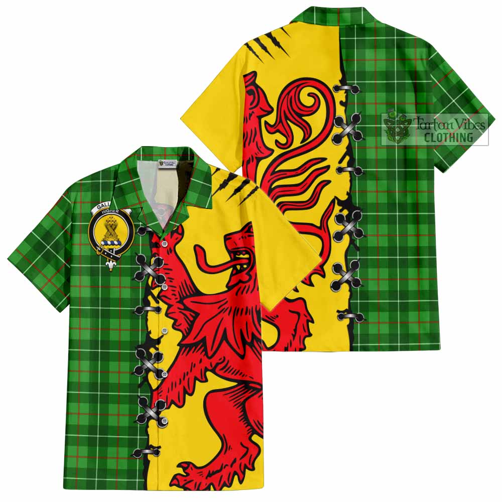 Galloway Tartan Family Crest Short Sleeve Button Shirt Lion Rampant Honor - Tartan Vibes Clothing