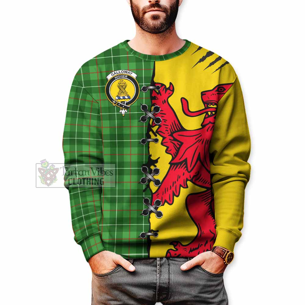 Galloway Tartan Family Crest Sweatshirt Lion Rampant Honor - Tartan Vibes Clothing