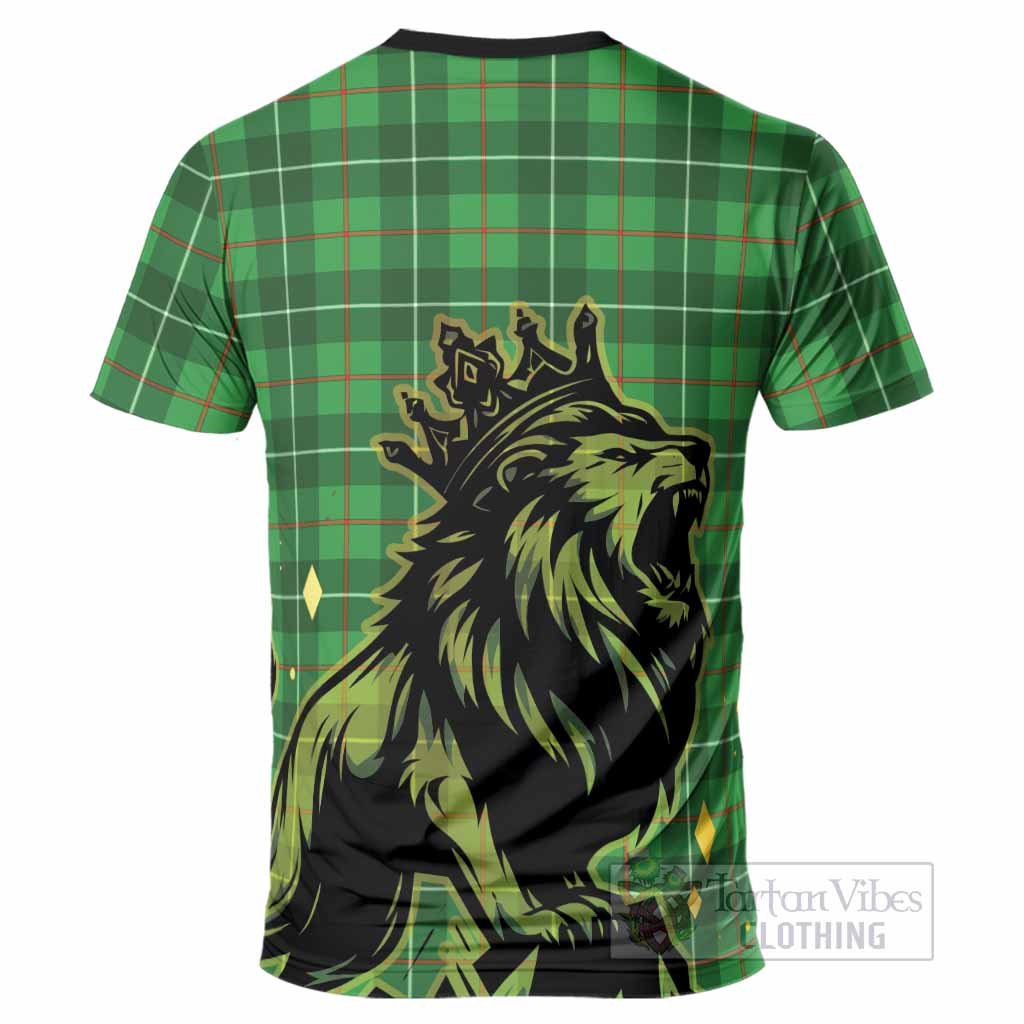 Galloway Tartan Family Crest T-Shirt Crowned Lion Roaring