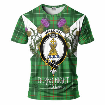 Galloway Tartan Family Crest T-Shirt Scottish Burns Night Thistle Floral
