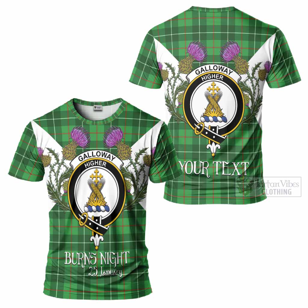 Galloway Tartan Family Crest T-Shirt Scottish Burns Night Thistle Floral