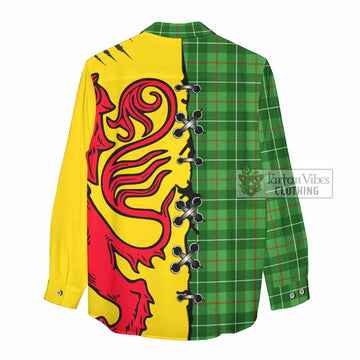 Galloway Tartan Family Crest Women Casual Shirt Lion Rampant Honor