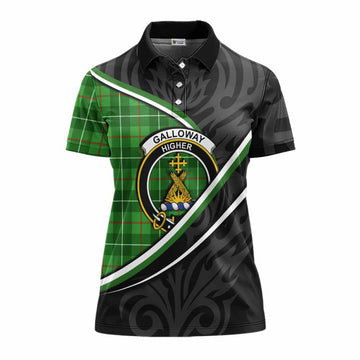 Galloway Tartan Family Crest Women's Polo Shirt Celtic Scottish Thistle Floral