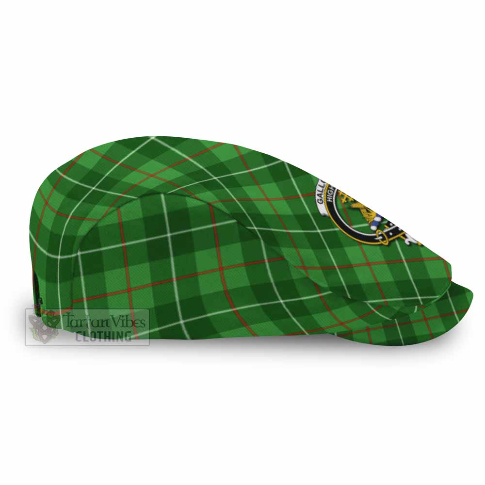Galloway Tartan Flat Cap, Jeff Cap Cross Style with Family Crest - Tartan Vibes Clothing