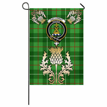 Galloway Tartan Garden Flag with Golden Regal Scottish Thistle Emblem - Tartan Vibes Clothing