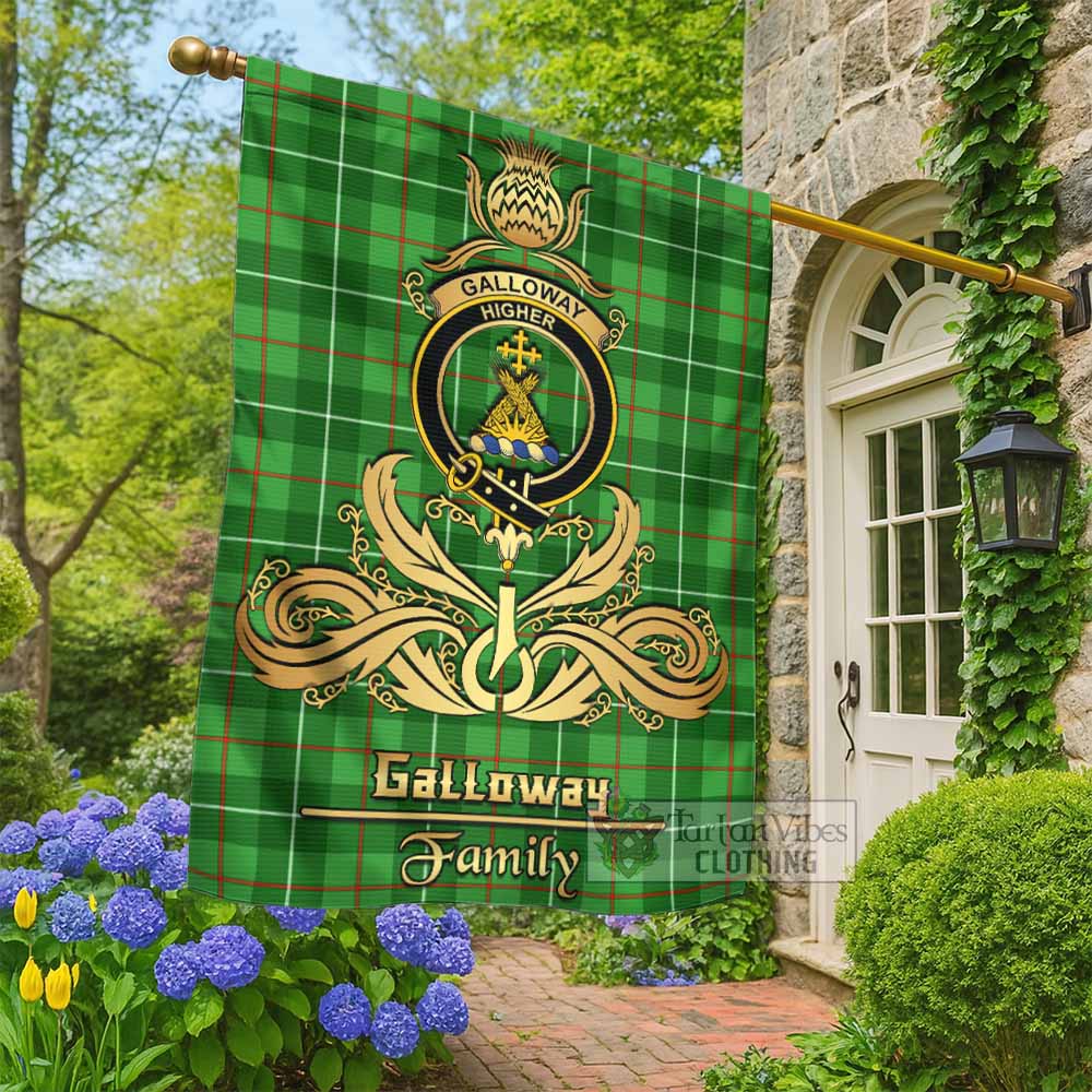 Galloway Tartan Garden Flag with Highland Thistle Cherish Family Crest Style - Tartan Vibes Clothing