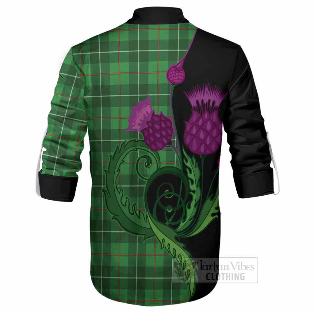 Galloway Tartan Ghillie Shirt Traditional Scottish Thistle