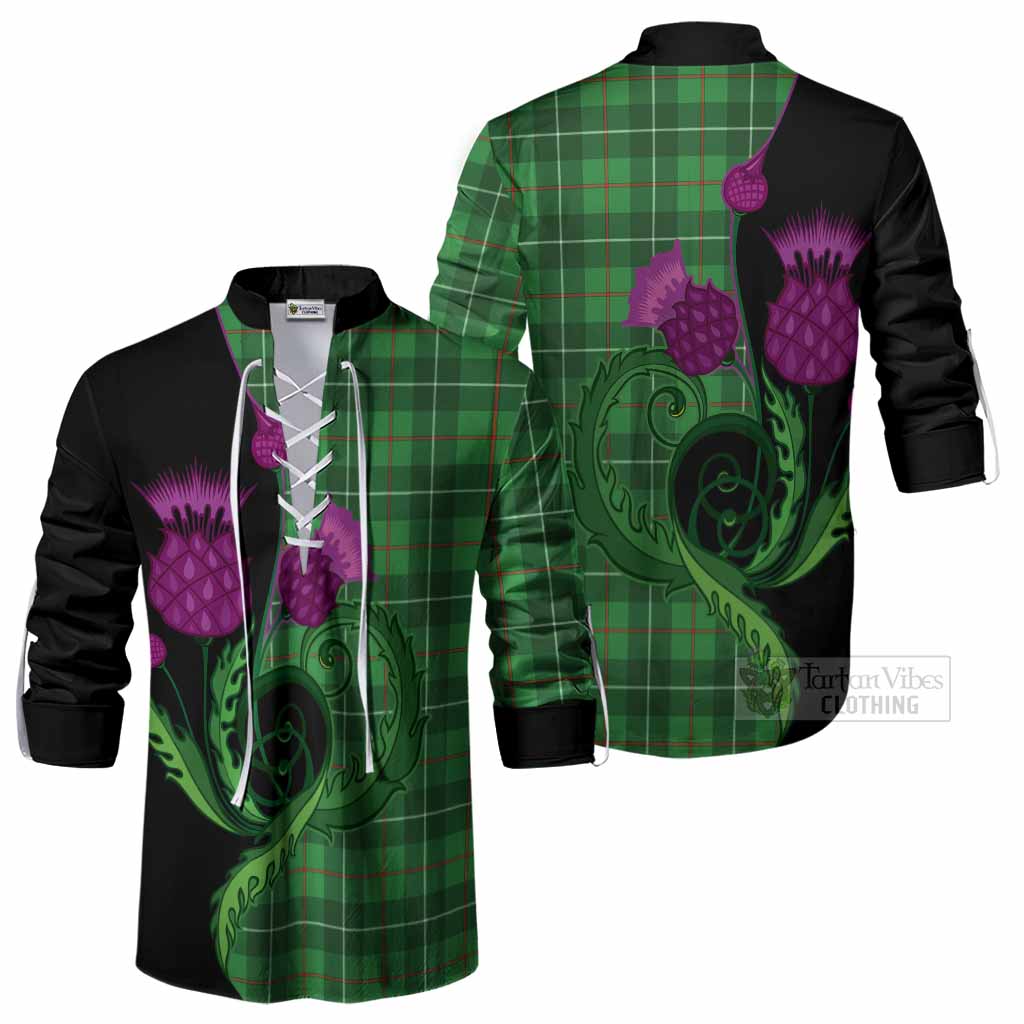Galloway Tartan Ghillie Shirt Traditional Scottish Thistle
