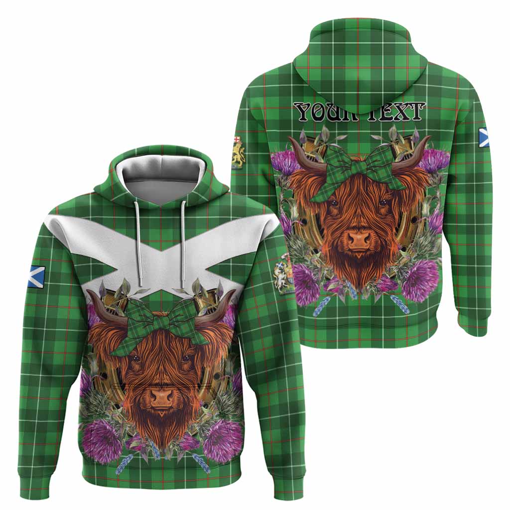 Galloway Tartan Hoodie Scottish Thistle Heilan Coo
