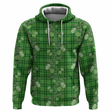 Galloway Tartan Hoodie Seamless Scottish Thistle Flowers