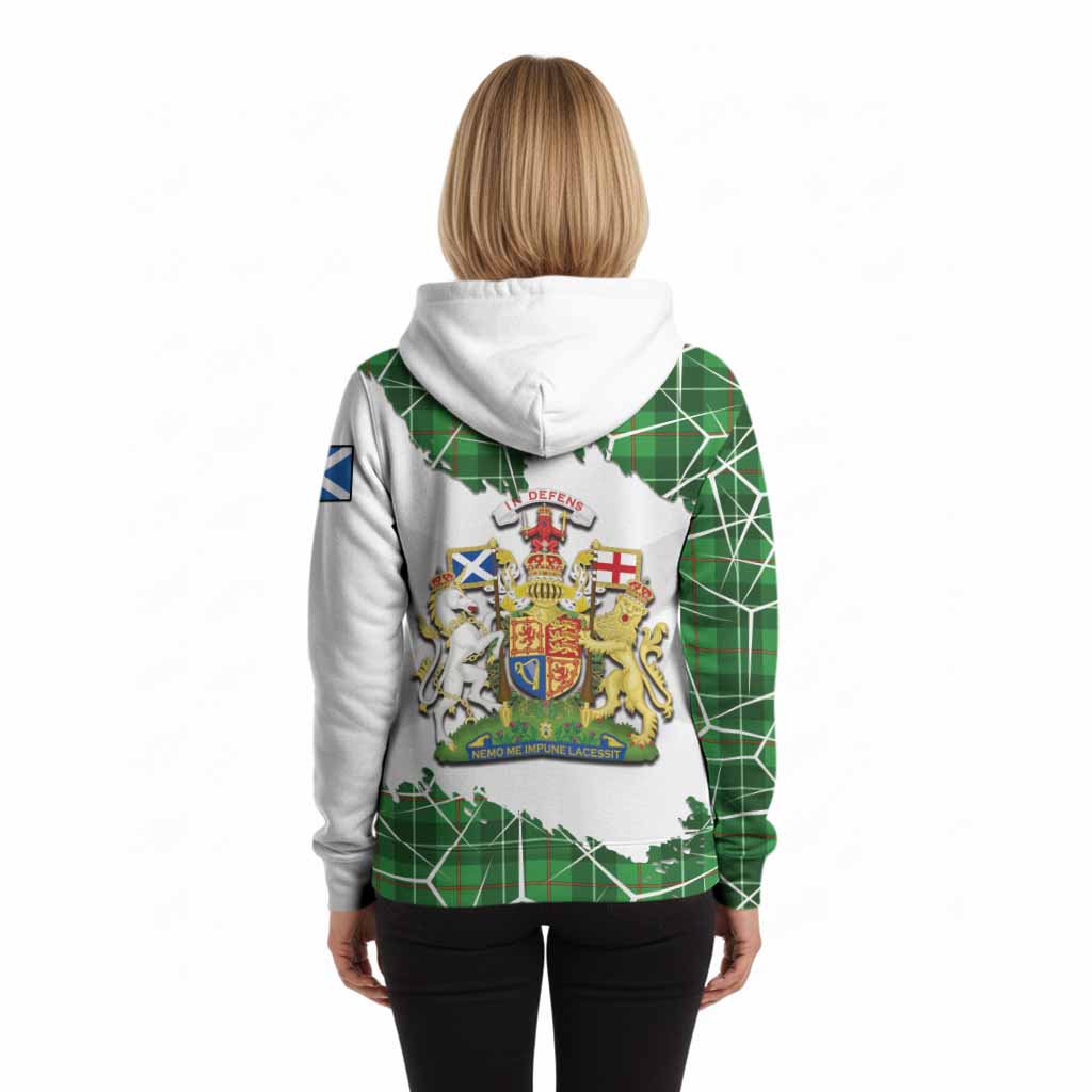 Galloway Tartan Hoodie with Family Crest and Lion Rampant Grunge Style