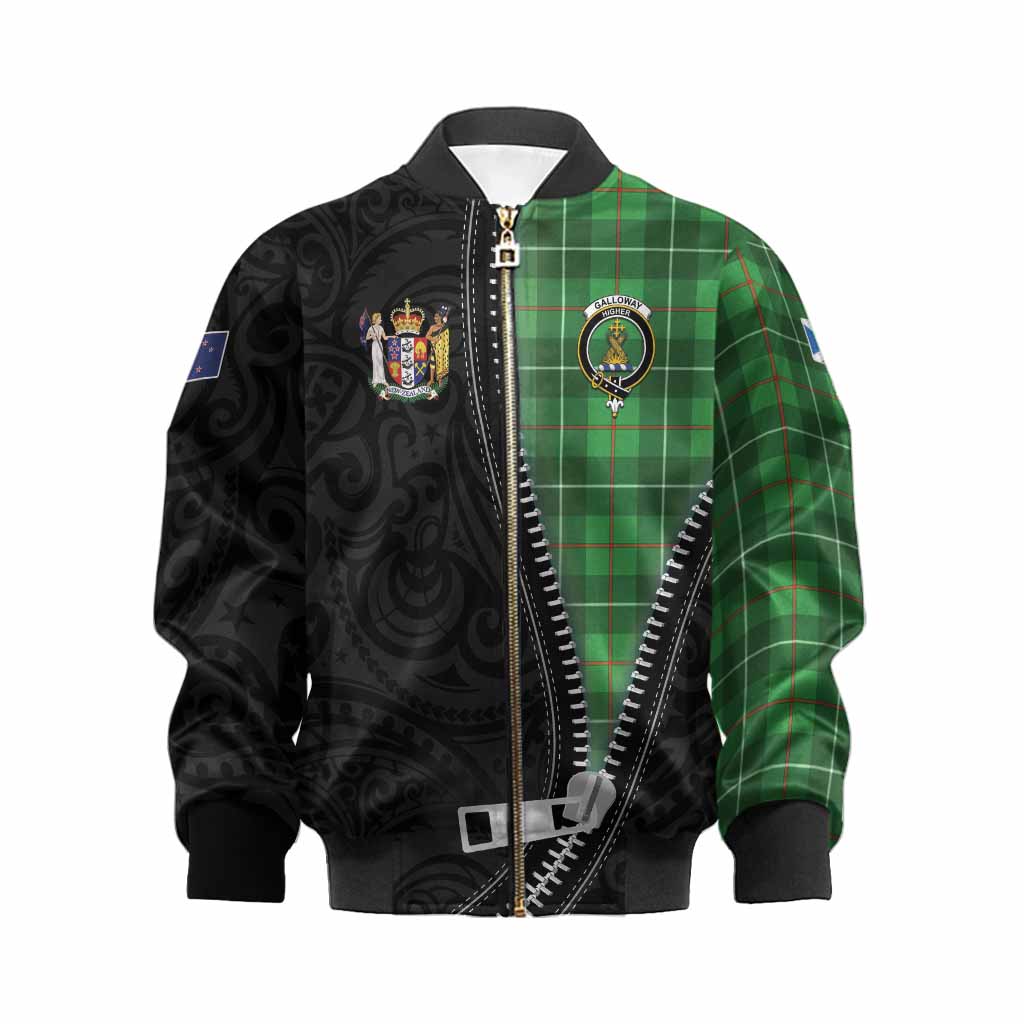 Galloway Tartan Kid Bomber Jacket New Zealand Pattern Unique Zipper Stylized