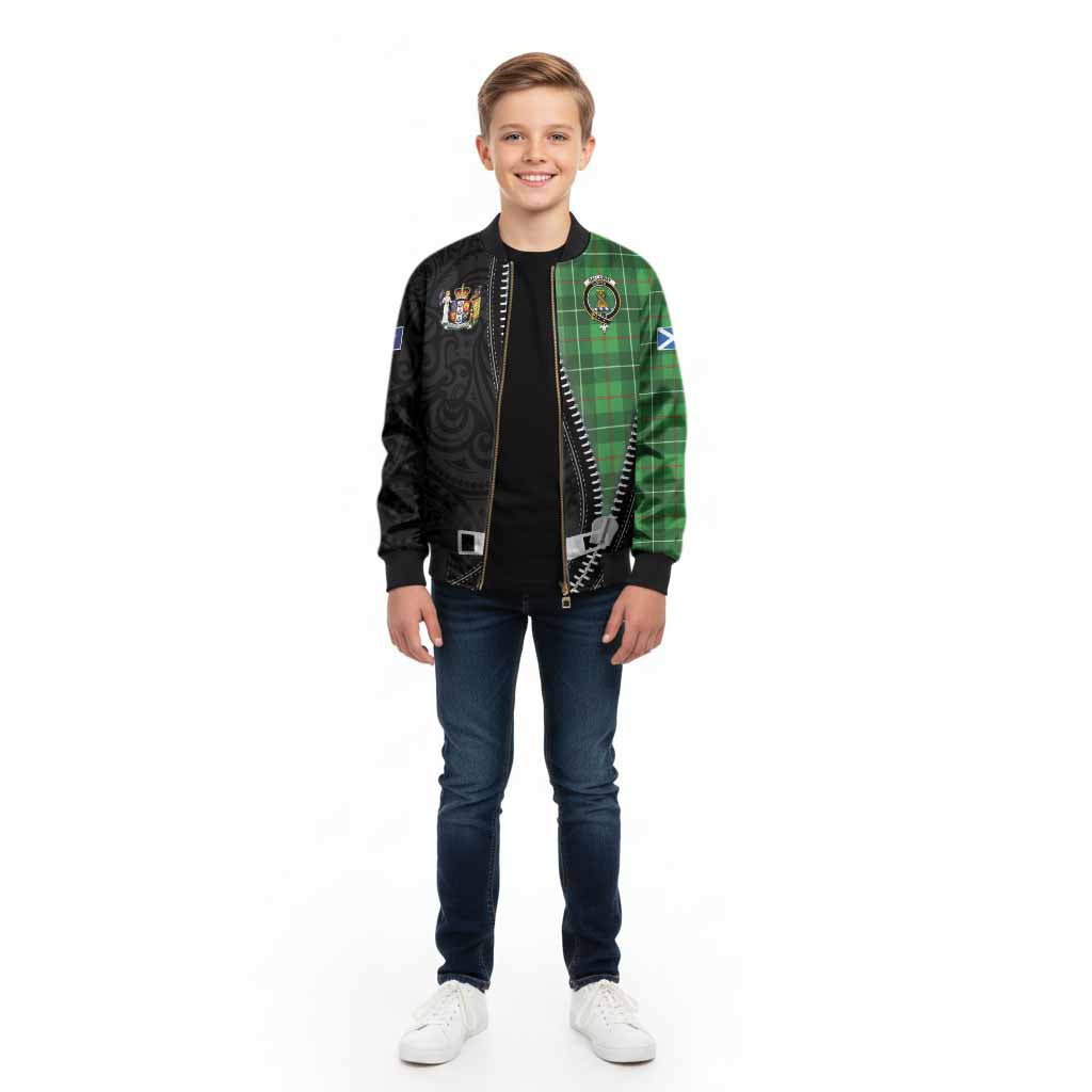 Galloway Tartan Kid Bomber Jacket New Zealand Pattern Unique Zipper Stylized