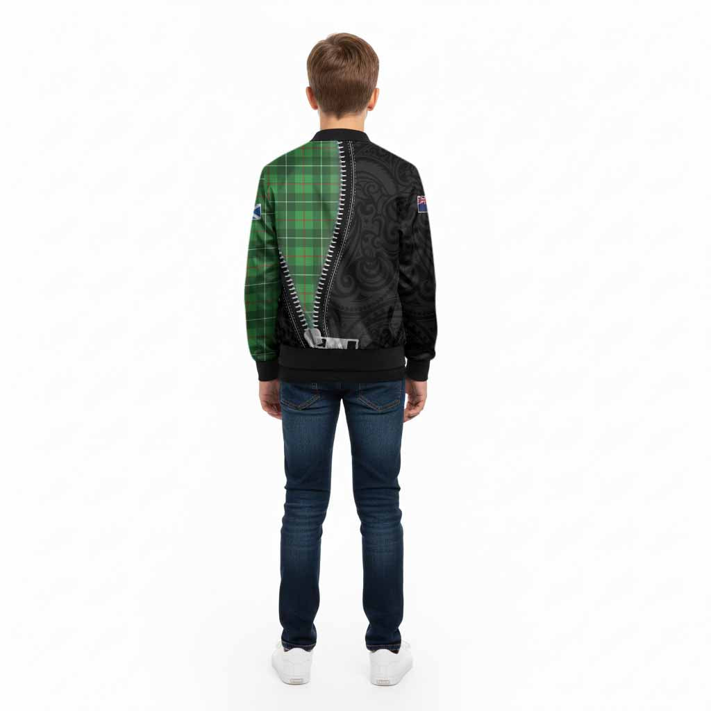 Galloway Tartan Kid Bomber Jacket New Zealand Pattern Unique Zipper Stylized
