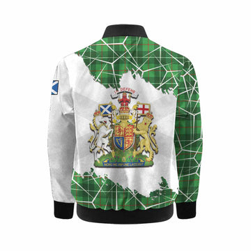 Galloway Tartan Kid Bomber Jacket with Family Crest and Lion Rampant Grunge Style