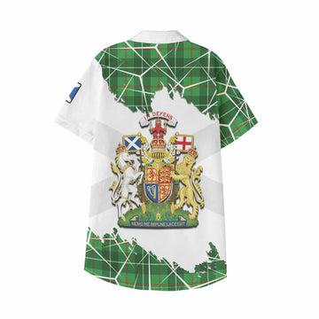 Galloway Tartan Kid Hawaiian Shirt with Family Crest and Lion Rampant Grunge Style