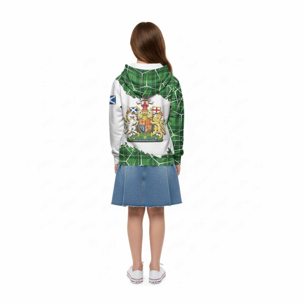 Galloway Tartan Kid Hoodie with Family Crest and Lion Rampant Grunge Style