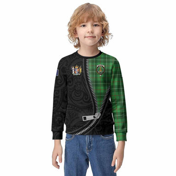 Galloway Tartan Kid Knitted Sweatshirt New Zealand Pattern Unique Zipper Stylized
