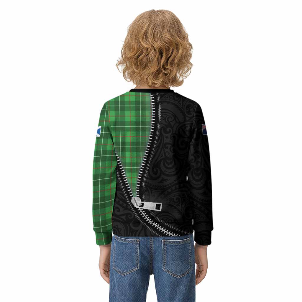 Galloway Tartan Kid Knitted Sweatshirt New Zealand Pattern Unique Zipper Stylized