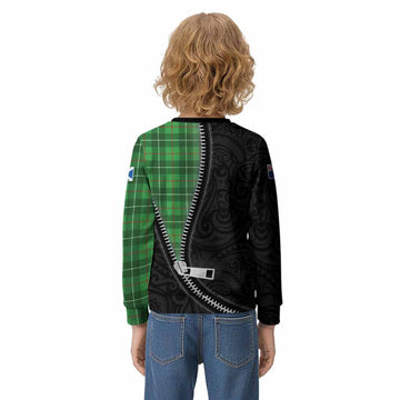 Galloway Tartan Kid Knitted Sweatshirt New Zealand Pattern Unique Zipper Stylized