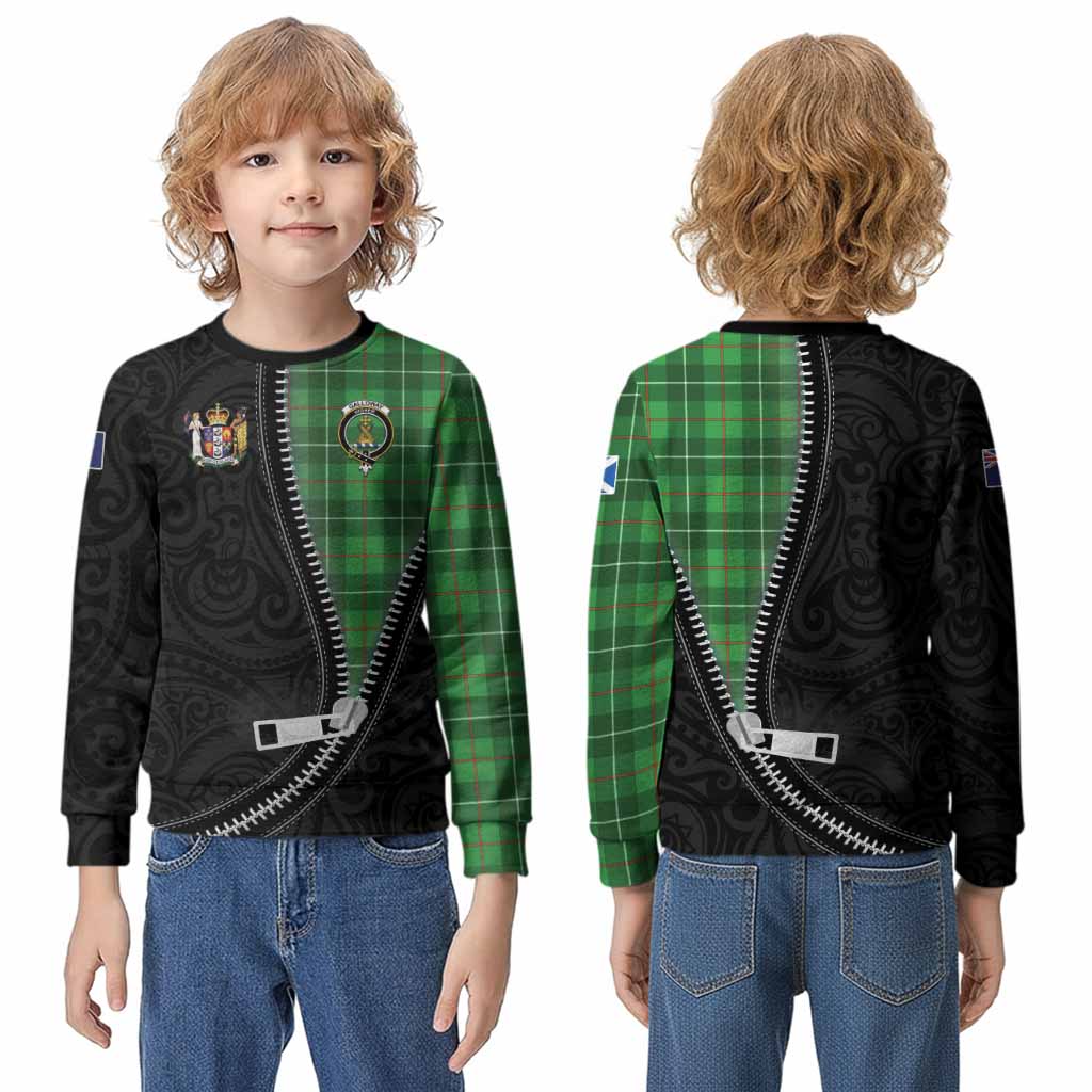 Galloway Tartan Kid Knitted Sweatshirt New Zealand Pattern Unique Zipper Stylized