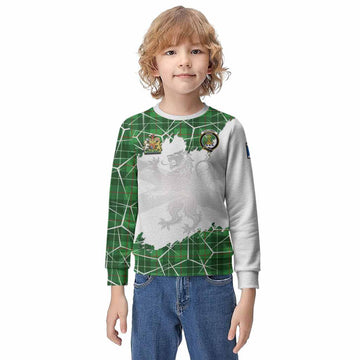 Galloway Tartan Kid Knitted Sweatshirt with Family Crest and Lion Rampant Grunge Style