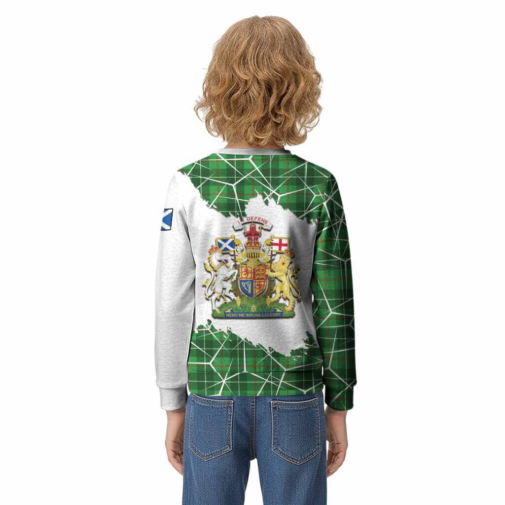 Galloway Tartan Kid Knitted Sweatshirt with Family Crest and Lion Rampant Grunge Style