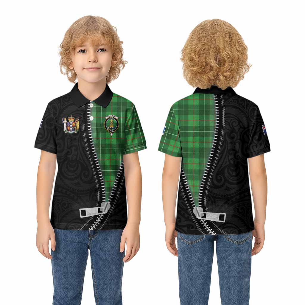 Galloway Tartan Kid Polo Shirt New Zealand Pattern Unique Zipper Stylized