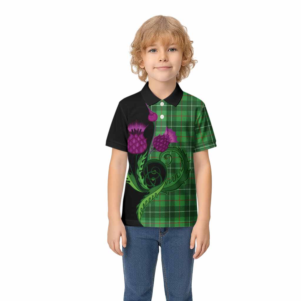Galloway Tartan Kid Polo Shirt Traditional Scottish Thistle