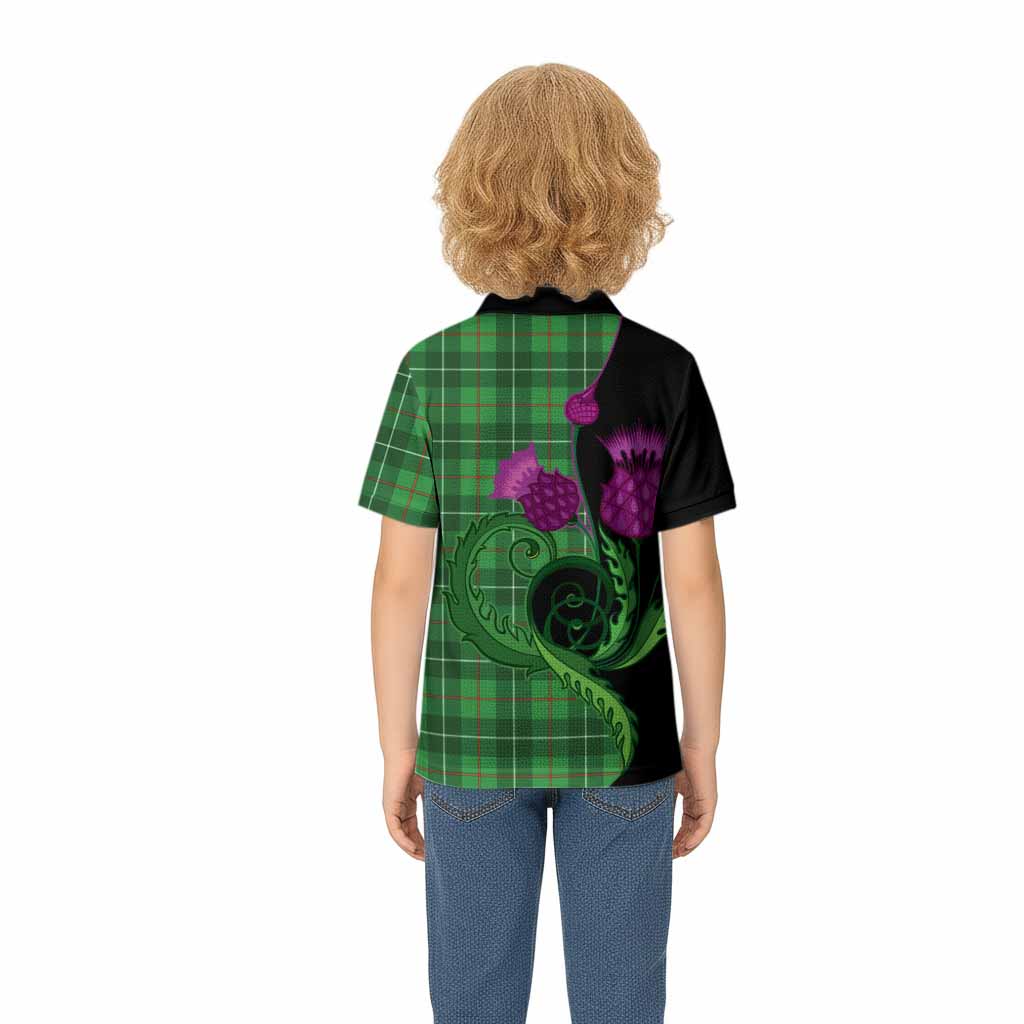 Galloway Tartan Kid Polo Shirt Traditional Scottish Thistle
