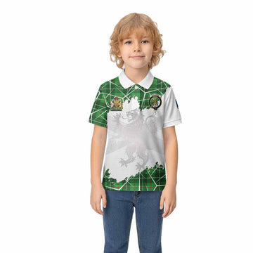 Galloway Tartan Kid Polo Shirt with Family Crest and Lion Rampant Grunge Style