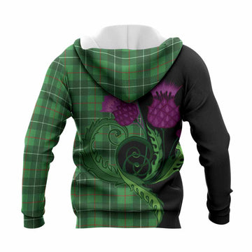 Galloway Tartan Knitted Hoodie Traditional Scottish Thistle