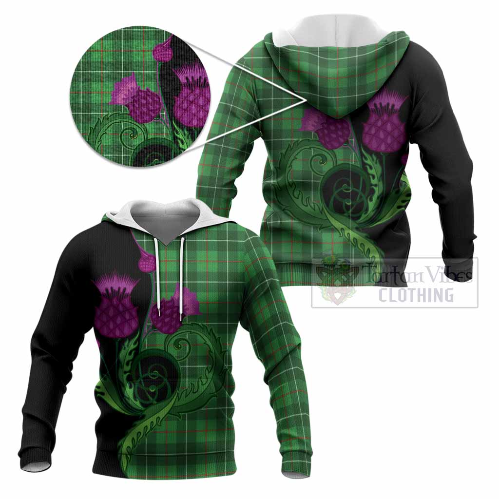 Galloway Tartan Knitted Hoodie Traditional Scottish Thistle