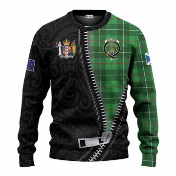 Galloway Tartan Knitted Sweater New Zealand Pattern Unique Zipper Stylized