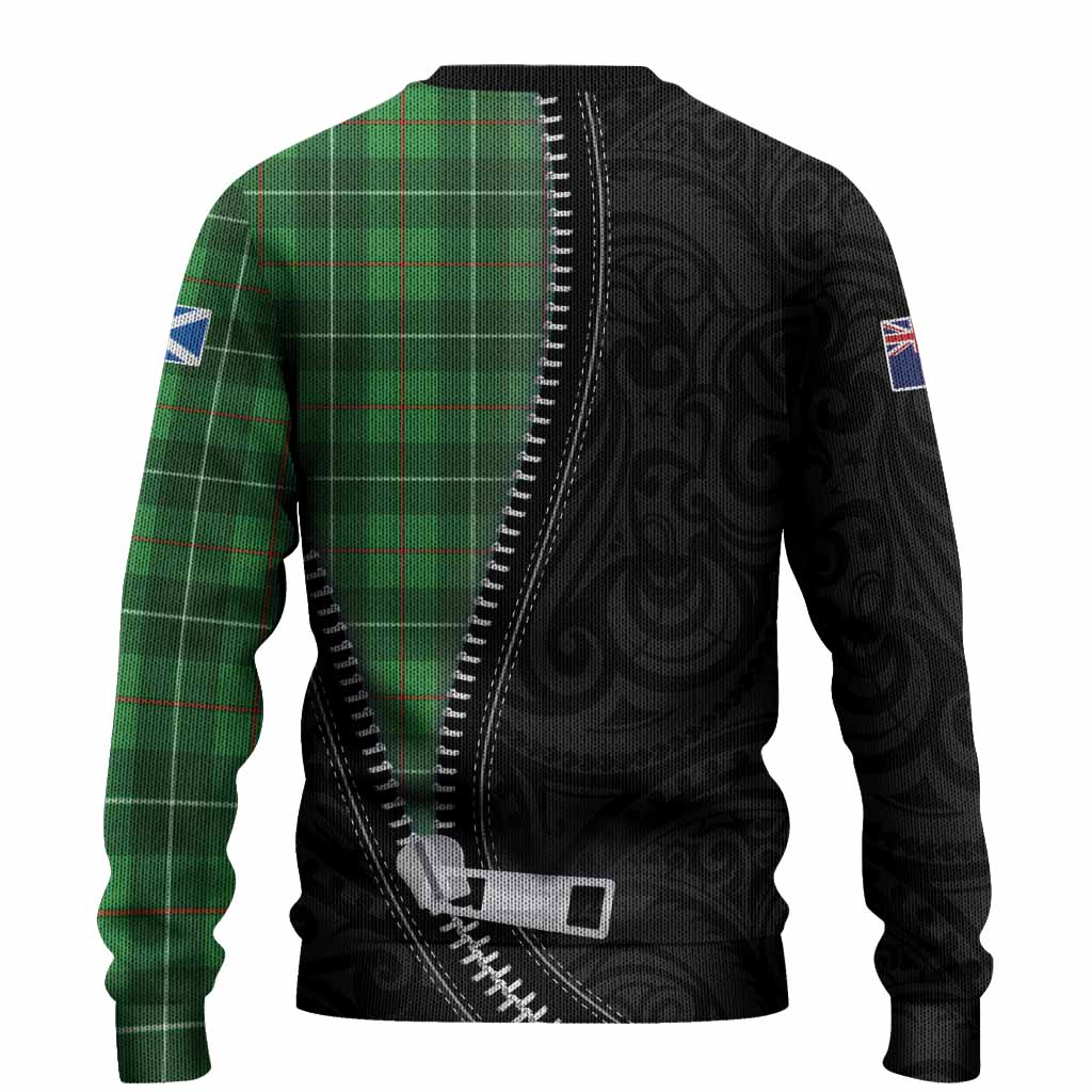Galloway Tartan Knitted Sweater New Zealand Pattern Unique Zipper Stylized