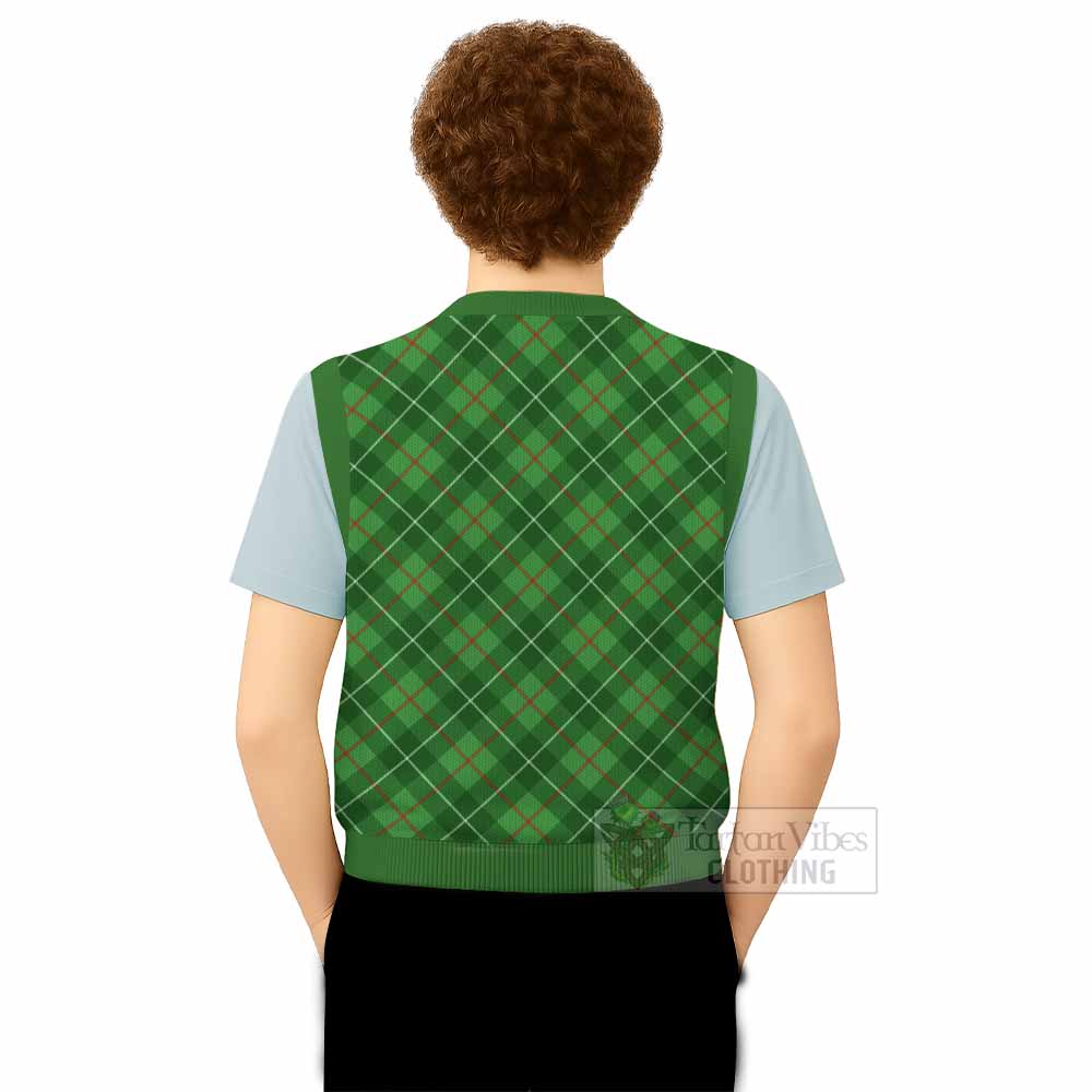 Galloway Tartan Knitted V-Neck Vest with Family Crest Cross Style