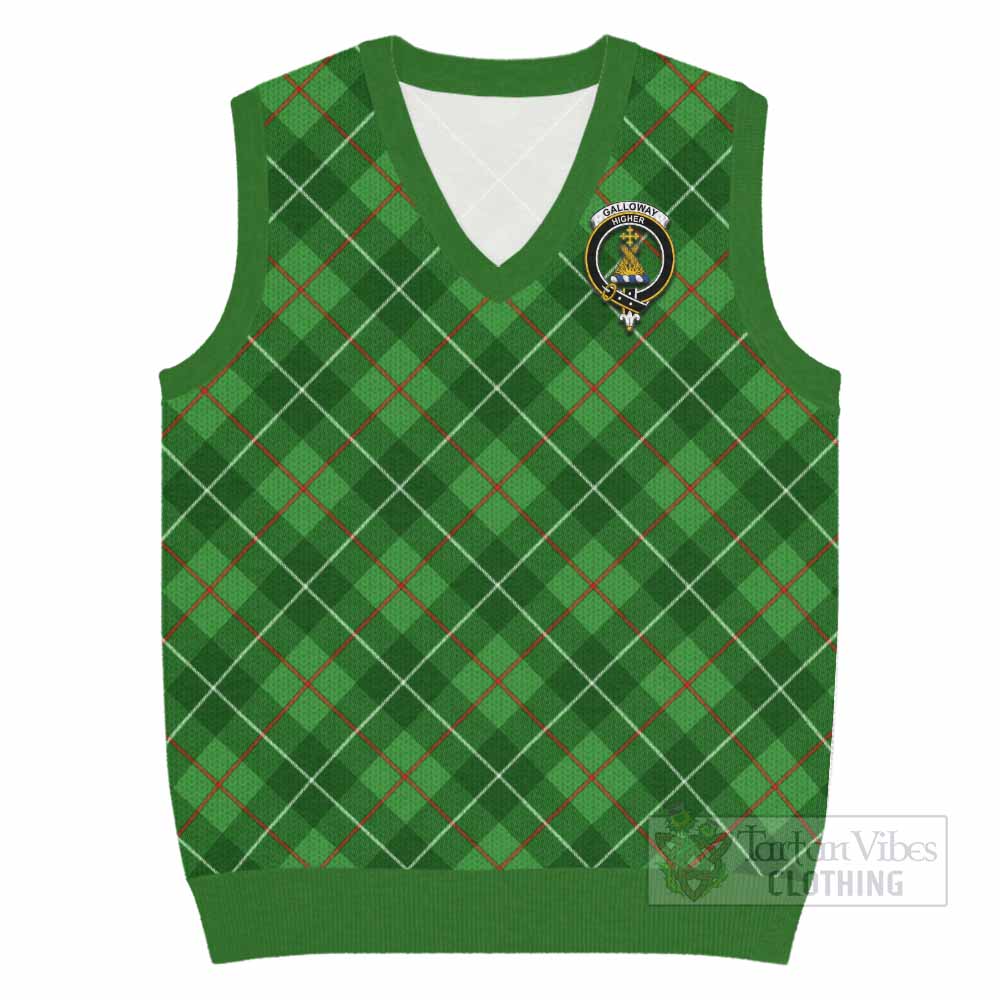 Galloway Tartan Knitted V-Neck Vest with Family Crest Cross Style